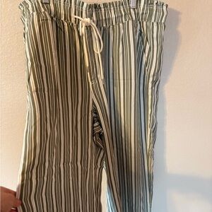LOFT Olive and White Striped Pants